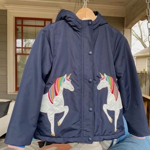 Mini Boden Unicorn - Water Resistant - Hooded Jacket - Size 9/10